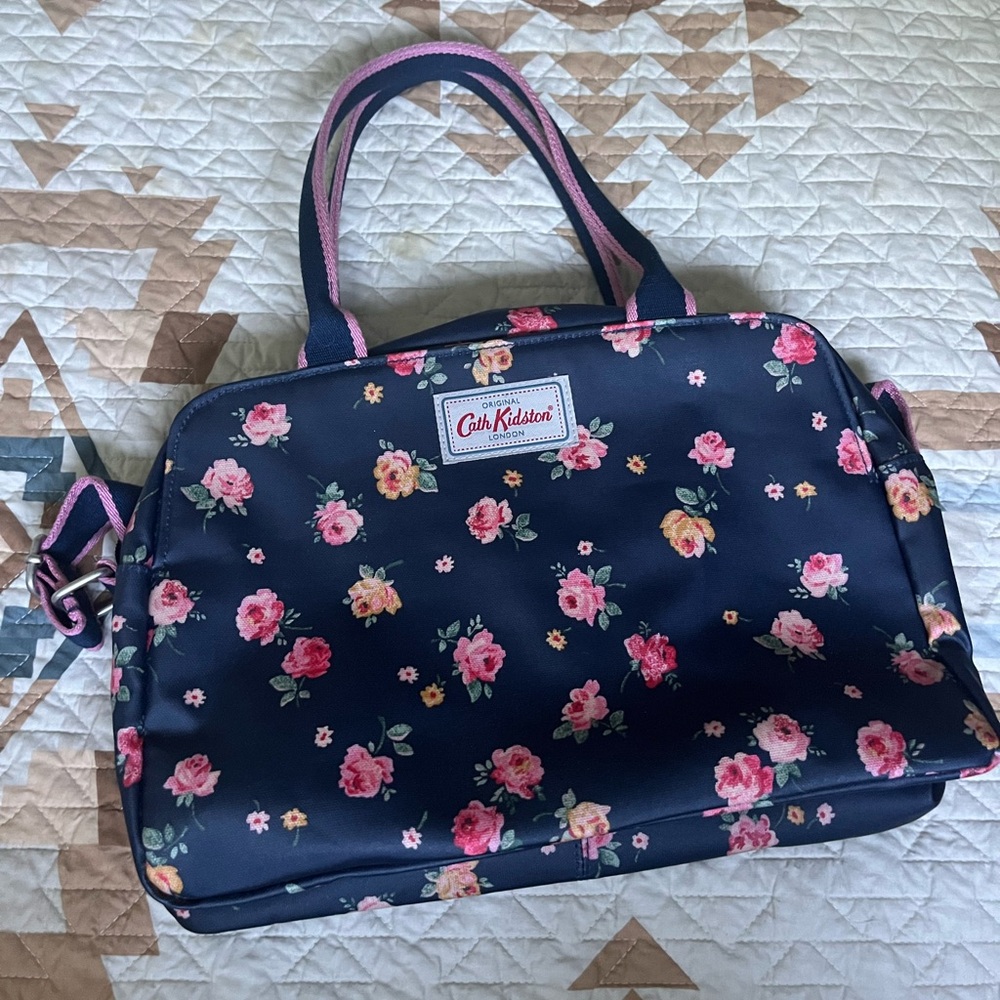 Cath Kidston Blue and Pink Travel Bag with Floral Design